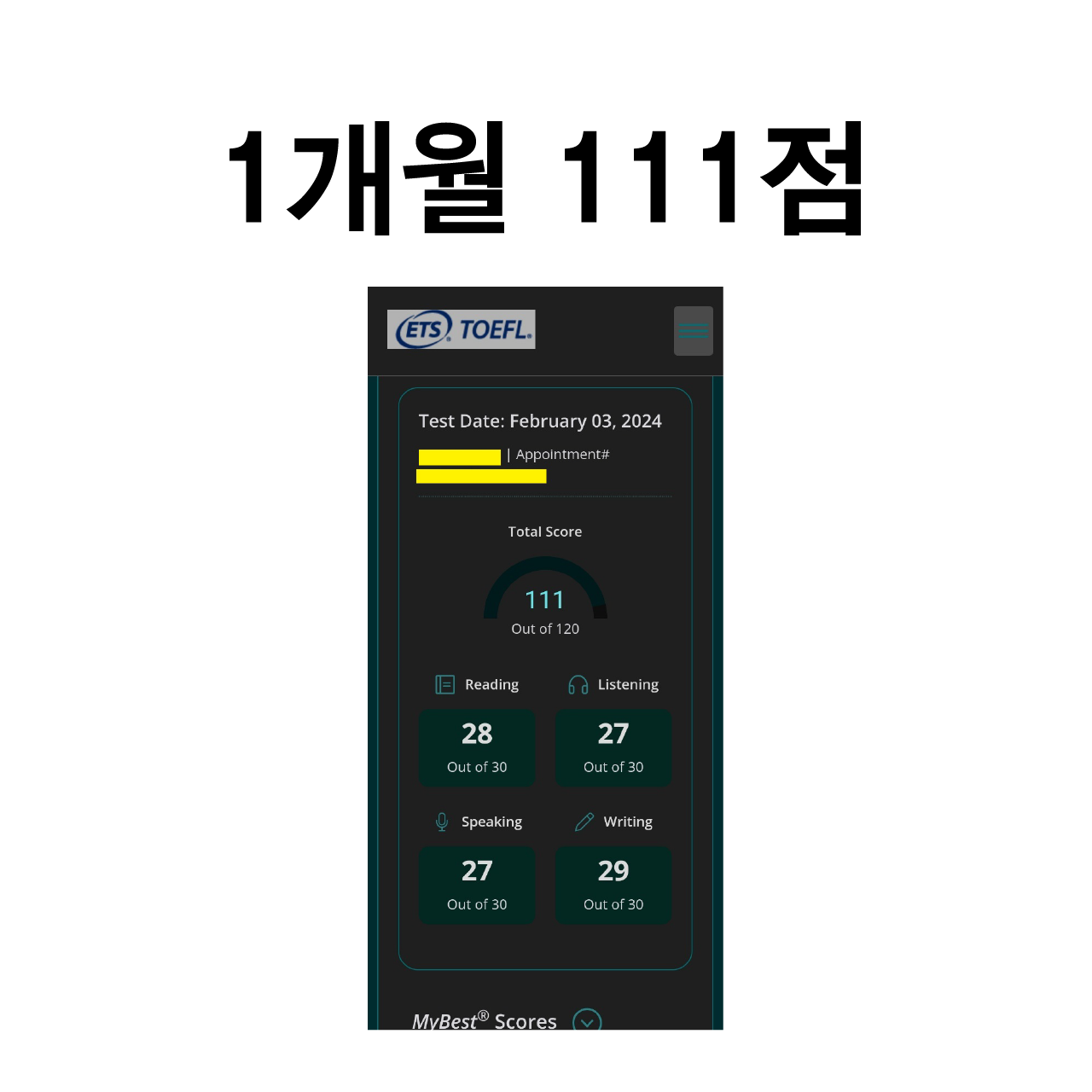 1개월 111점
